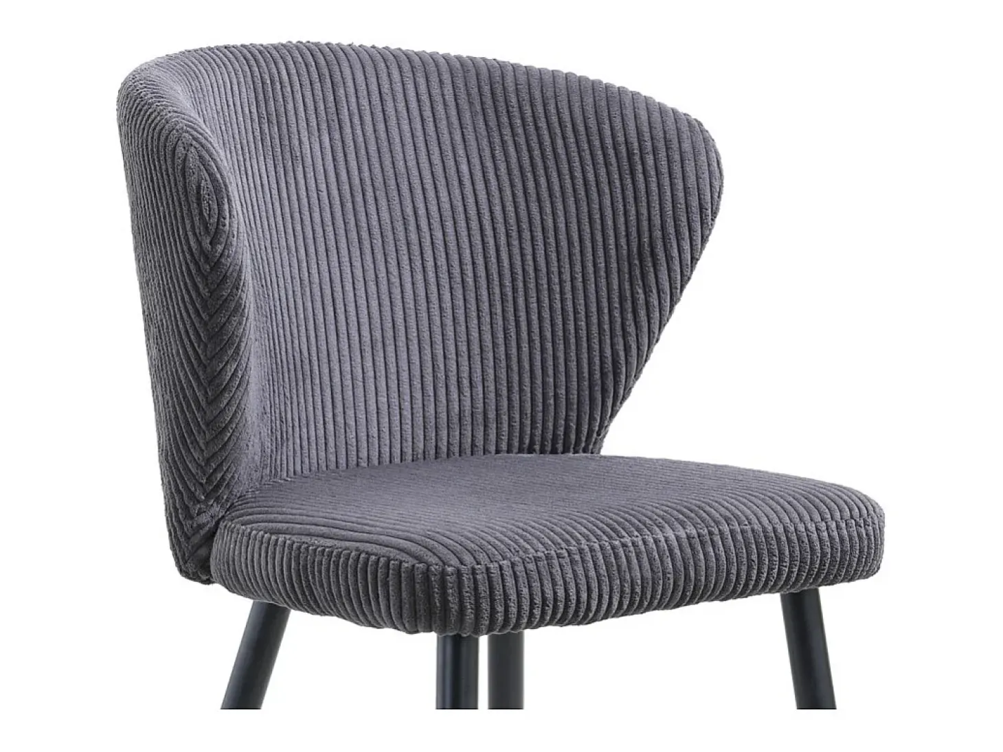 Silla de comedor TORONTO – Terciopelo acanalado gris – Patas de metal negro – Estilo diseño