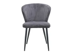 Silla de comedor TORONTO – Terciopelo acanalado gris – Patas de metal negro – Estilo diseño