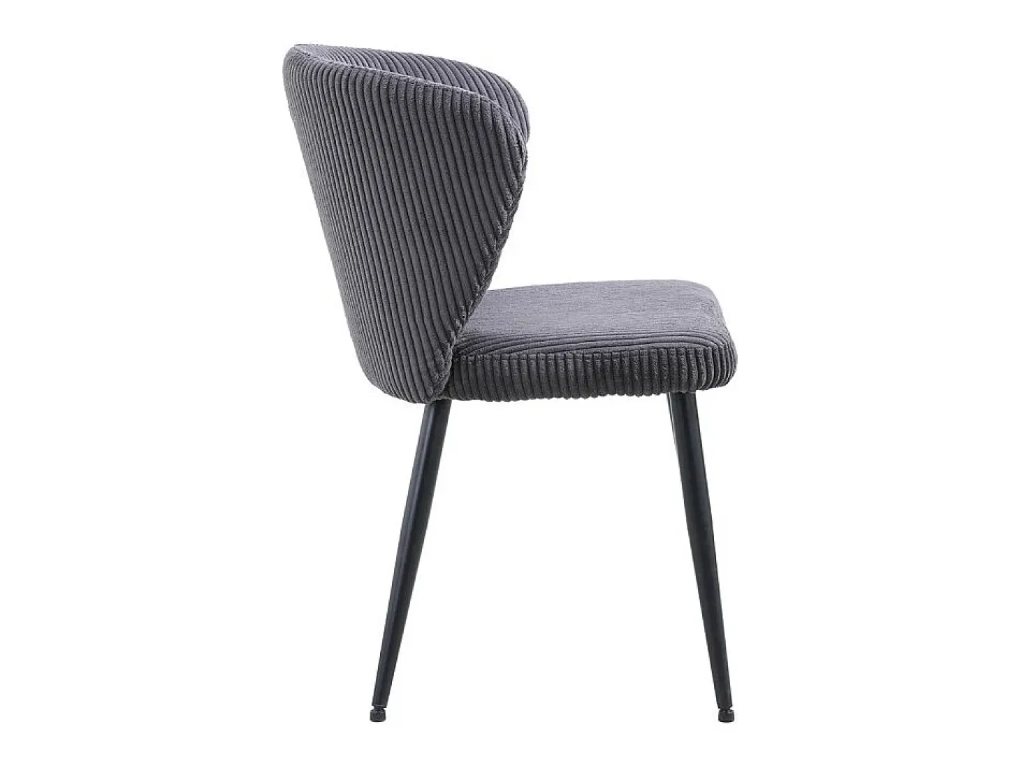 Silla de comedor TORONTO – Terciopelo acanalado gris – Patas de metal negro – Estilo diseño