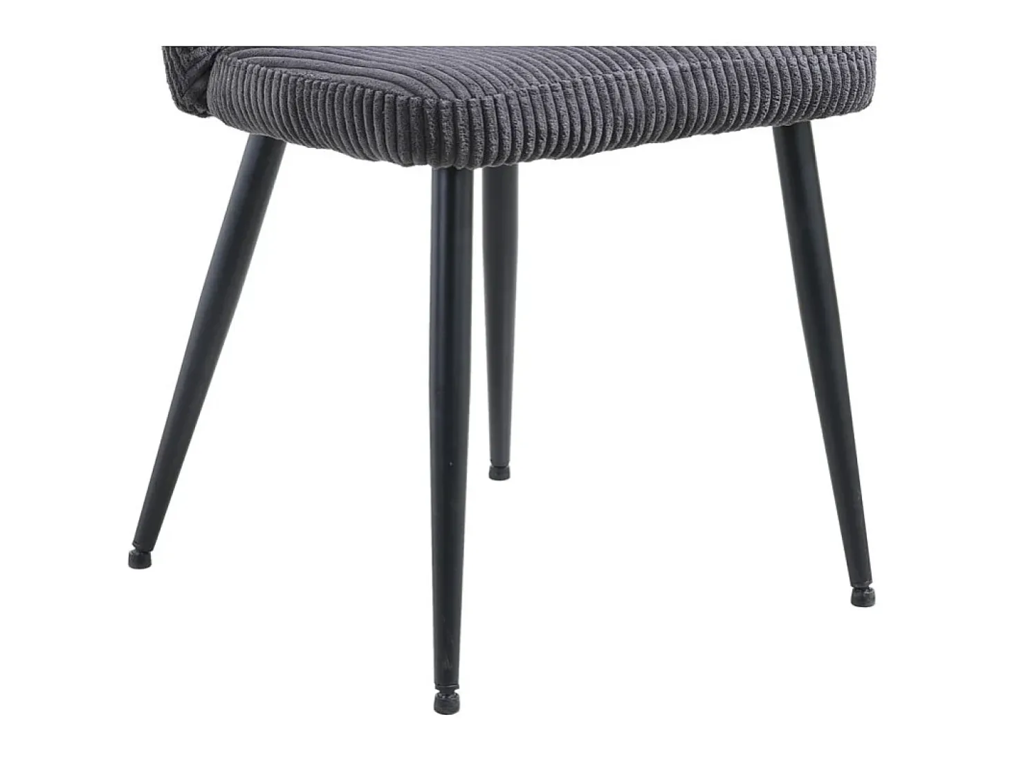 Silla de comedor TORONTO – Terciopelo acanalado gris – Patas de metal negro – Estilo diseño
