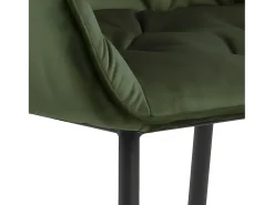 Silla de comedor usada con reposabrazos color verde.