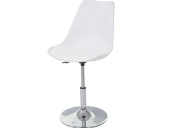 Silla de comedor Vaasa T501 (juego de 6), blanco, base cromada
