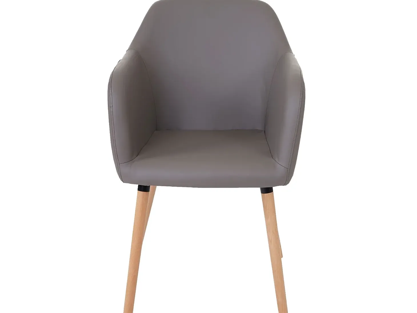 Silla de comedor Vaasa T381, polipiel, gris topo, patas claras