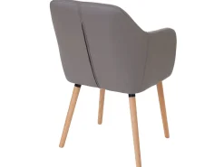 Silla de comedor Vaasa T381, polipiel, gris topo, patas claras