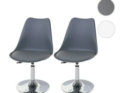 Silla de comedor Vaasa T501 (set de 2), gris oscuro, base cromada