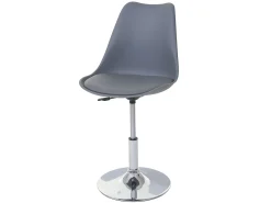 Silla de comedor Vaasa T501 (set de 2), gris oscuro, base cromada