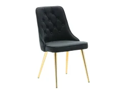 Silla de comedor VelvetDeluxe en terciopelo negro, decoración en latón.