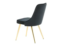 Silla de comedor VelvetDeluxe en terciopelo negro, decoración en latón.