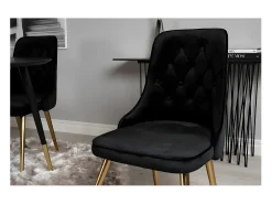 Silla de comedor VelvetDeluxe en terciopelo negro, decoración en latón.