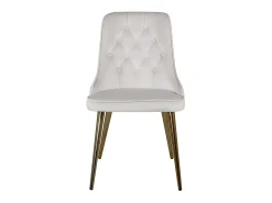 Silla de comedor VelvetDeluxe en terciopelo beige, decoración en latón.