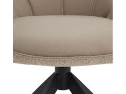 Silla de comedor 60x90x59 cm Beige Moderno Silla Egg Tapizado Bouclé Cuero