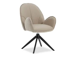 Silla de comedor 60x90x59 cm Beige Moderno Silla Egg Tapizado Bouclé Cuero