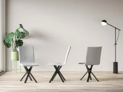 Silla de diseño Artemis en piel sintética con patas entrelazadas antracita-Color Blanco