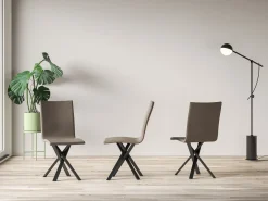 Silla de diseño Artemis en piel sintética con patas entrelazadas antracita-Color Blanco