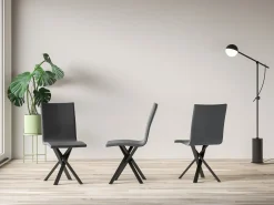 Silla de diseño Artemis en piel sintética con patas entrelazadas antracita-Color Gris antracita