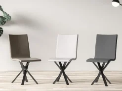 Silla de diseño Artemis en piel sintética con patas entrelazadas antracita-Color Gris antracita