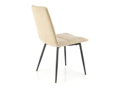 Silla de diseño Assia de tela beige con patas de metal negro