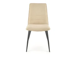 Silla de diseño Assia de tela beige con patas de metal negro