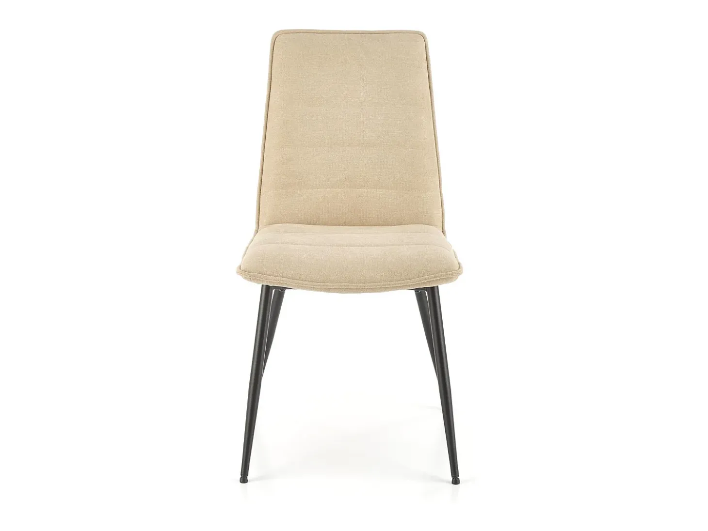 Silla de diseño Assia de tela beige con patas de metal negro