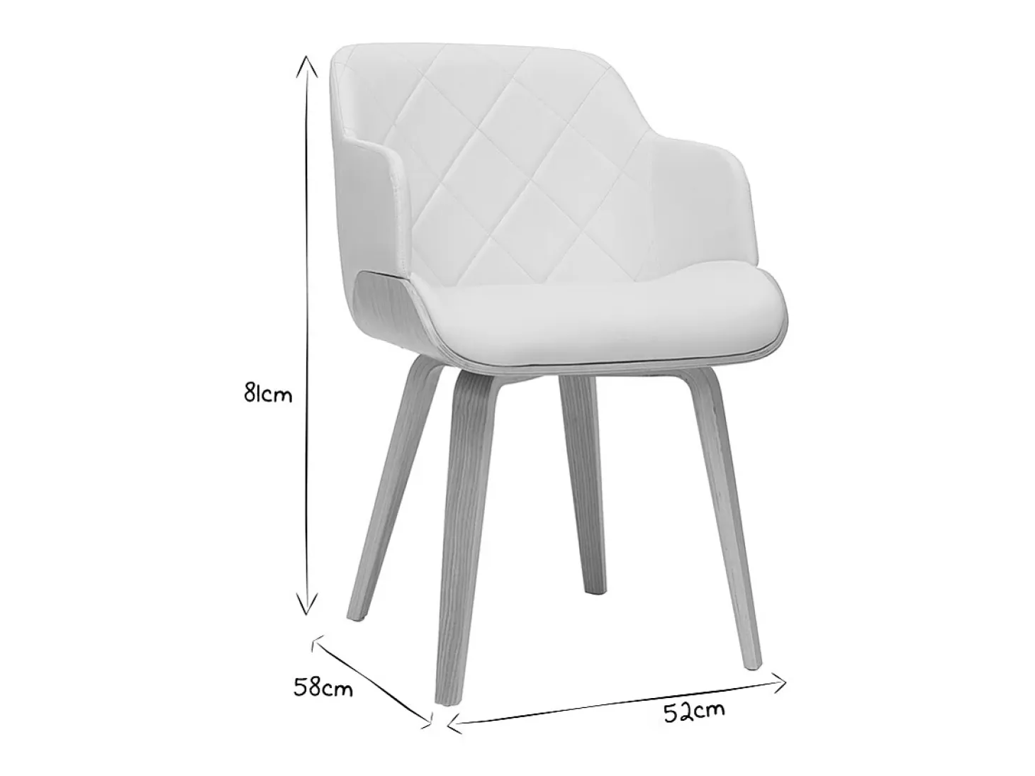 Silla de diseño blanca y de madera clara LUCIEN