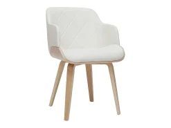 Silla de diseño blanca y de madera clara LUCIEN