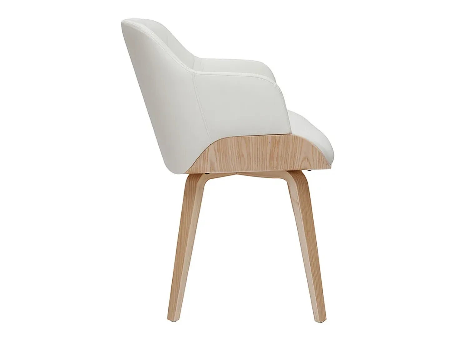 Silla de diseño blanca y de madera clara LUCIEN
