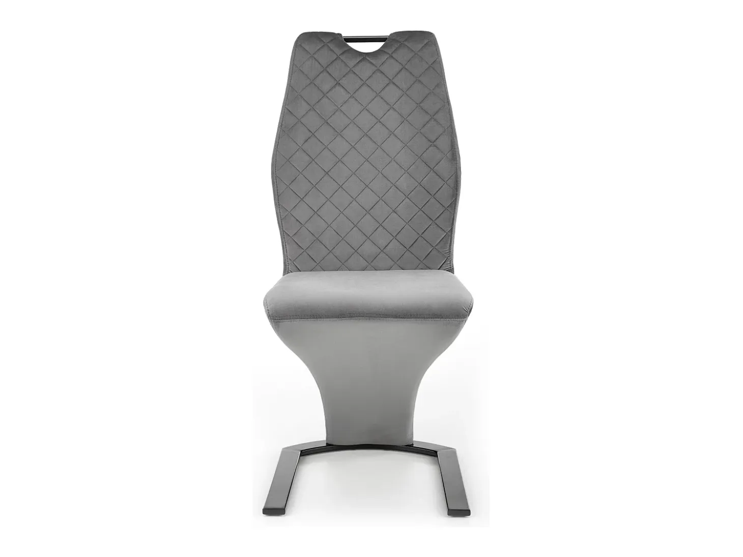 Silla de diseño de terciopelo gris con pata en U de metal negro VIDAR