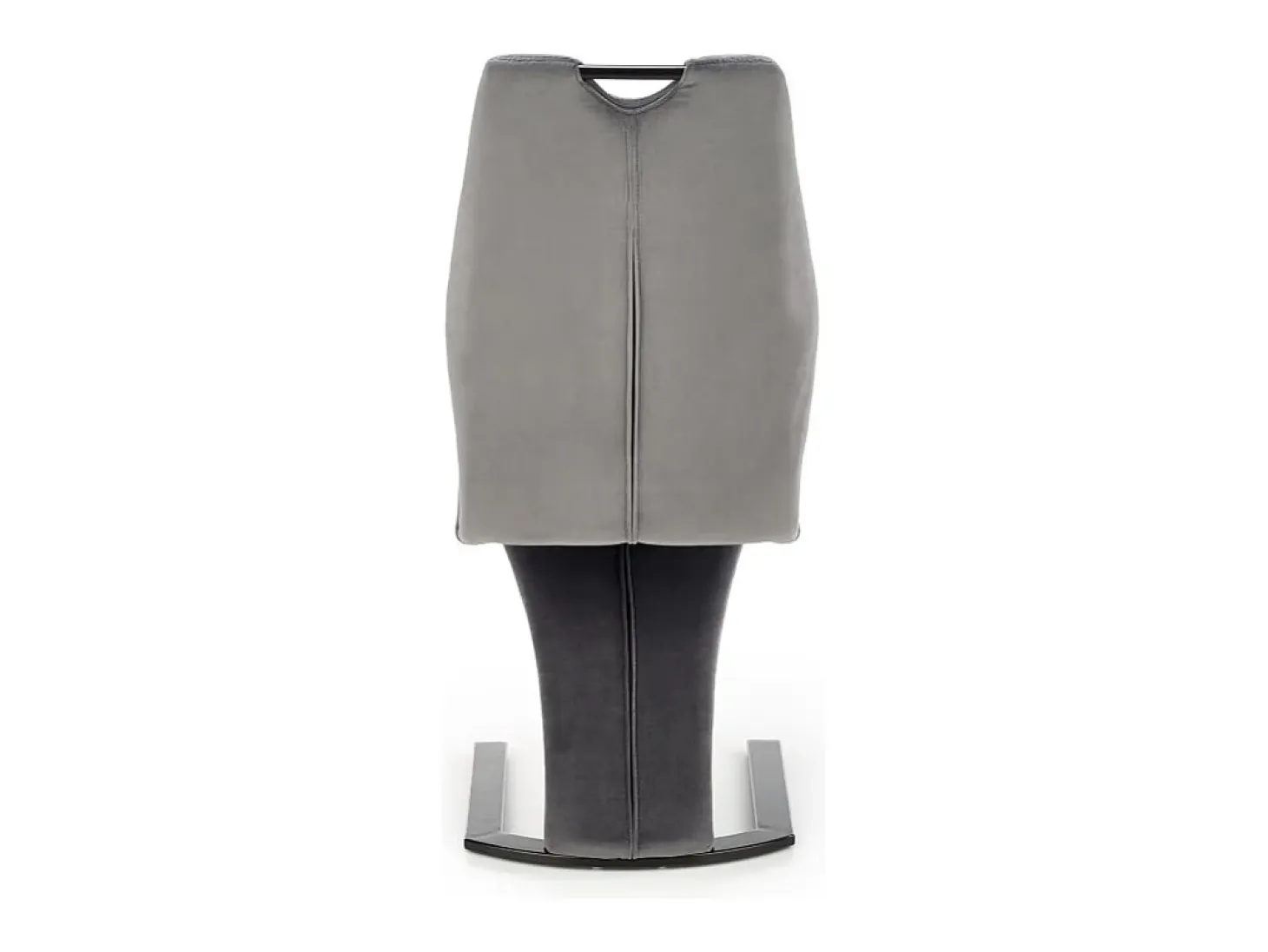 Silla de diseño de terciopelo gris con pata en U de metal negro VIDAR