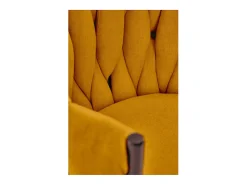 Silla de diseño en tejido amarillo mostaza con estructura de metal negro Closer