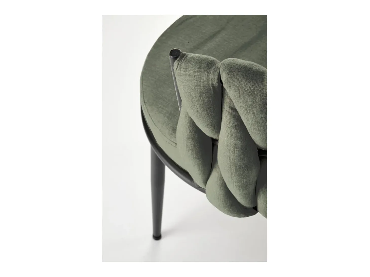 Silla de diseño en tejido verde oliva con estructura de metal negro Closer