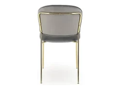 Silla de diseño en terciopelo gris con estructura de metal dorado Rest.