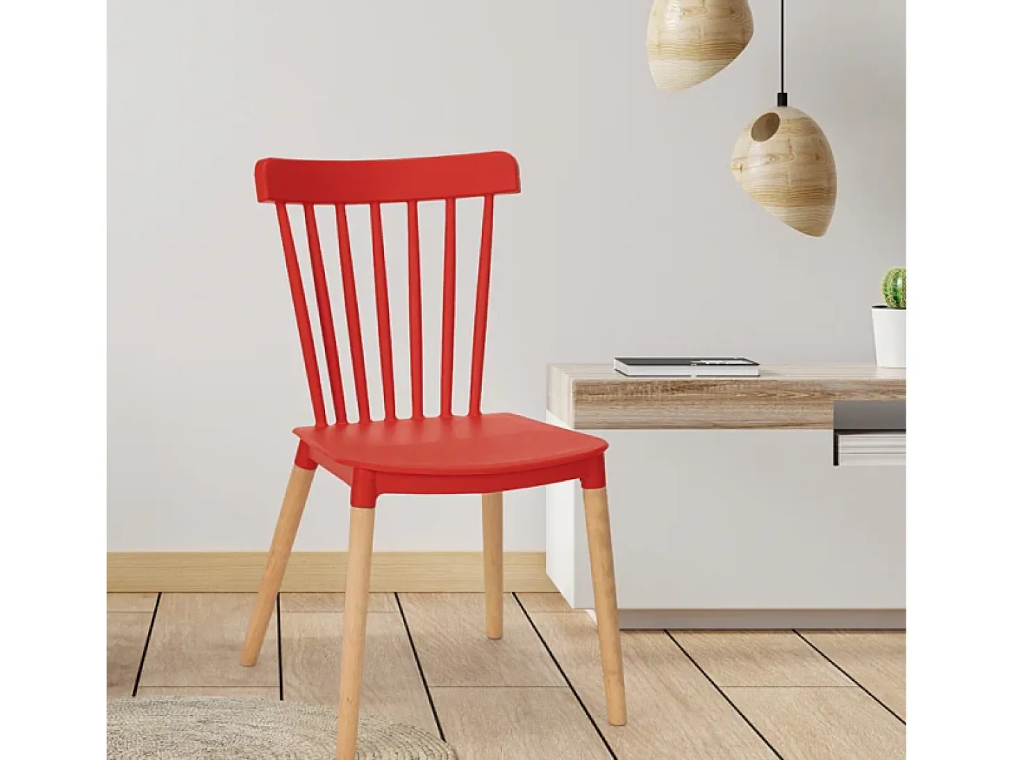 Silla de diseño moderno en restaurante al aire libre de cocina de madera de polipropileno Lys - Rojo