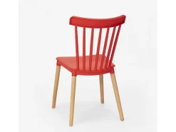 Silla de diseño moderno en restaurante al aire libre de cocina de madera de polipropileno Lys - Rojo
