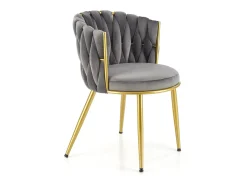 Silla de diseño Rumba gris con patas doradas