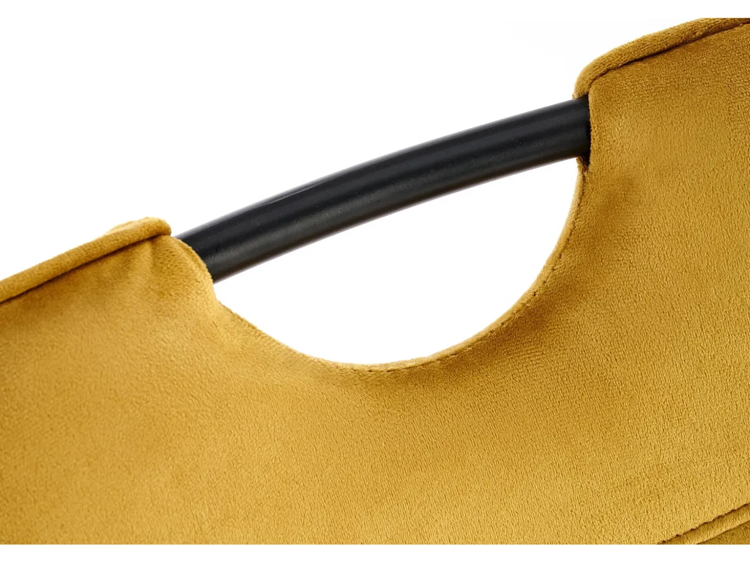 Silla de diseño Selar de metal negro y terciopelo amarillo mostaza