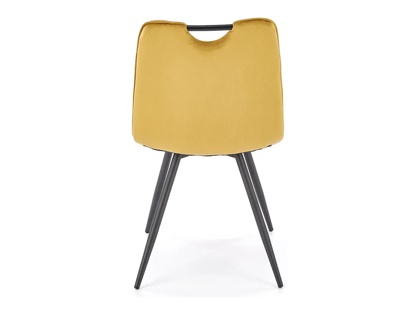 Silla de diseño Selar de metal negro y terciopelo amarillo mostaza