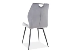 Silla de diseño Skal de metal negro y terciopelo gris