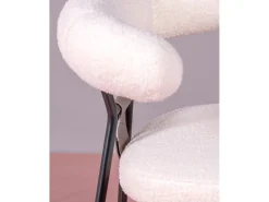 Silla de diseño tapizada en bouclé y patas de acerlo lacado - Oxford - Blanco