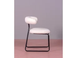 Silla de diseño tapizada en bouclé y patas de acerlo lacado - Oxford - Blanco