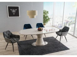 Silla de diseño Umexa de metal negro y terciopelo gris