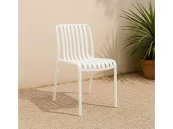 Silla de exterior Iside de plástico resistente, confort premium en color blanco