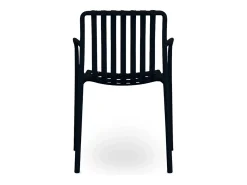 Silla de exterior Iside en plástico negro premium comfort con reposabrazos