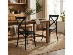 Silla de la cocina polipropileno Vintage Paesana Diseño Cruz - Negro