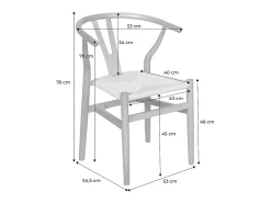 Silla de madera con asiento de cuerda, set de 2 natural