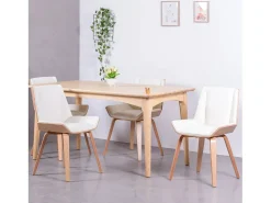 Silla de madera de arce clara con cojín de polipiel - Nordic S - Blanco