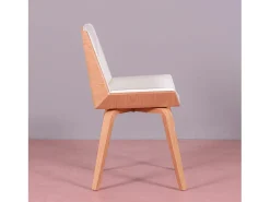 Silla de madera de arce clara con cojín de polipiel - Nordic S - Blanco