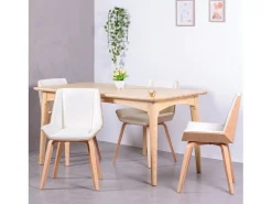 Silla de madera de arce clara con cojín de polipiel - Nordic S - Blanco