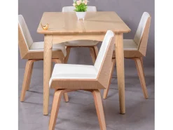 Silla de madera de arce clara con cojín de polipiel - Nordic S - Blanco