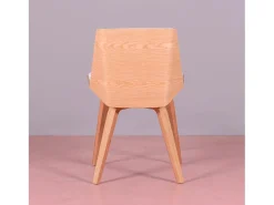 Silla de madera de arce clara con cojín de polipiel - Nordic S - Blanco