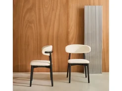 Silla de madera de hevea y tejido borreguito, set de 2 negro